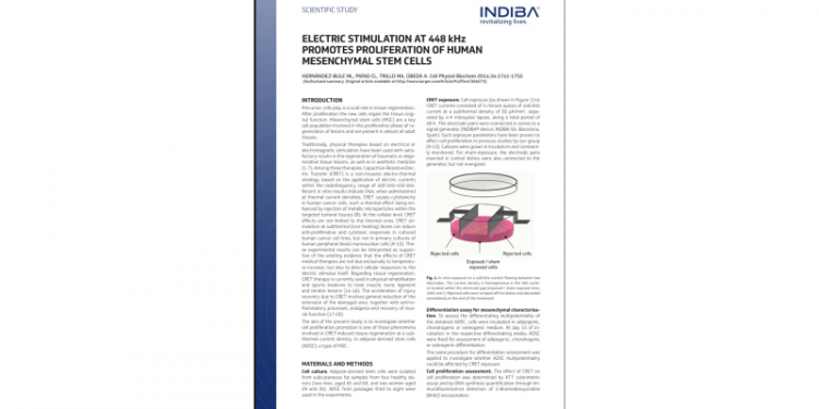 Breakthrough Study Highlights INDIBA Proionic 448kHz’s Role in Stem Cell Proliferation