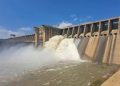 One Vaal Dam sluice gate opened